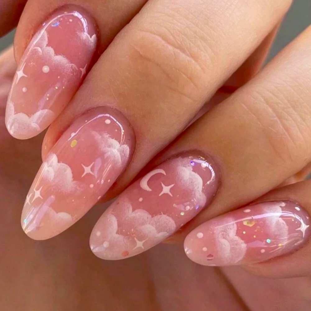 Stars, Moon and Cloud Press On Nails